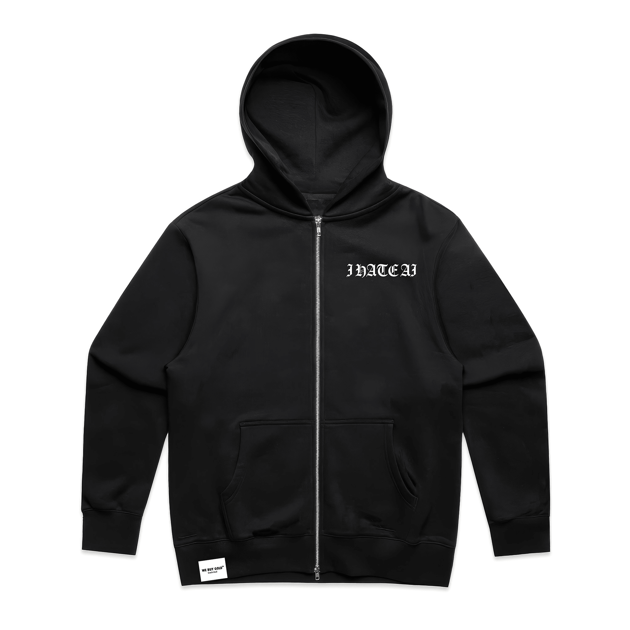 I HATE AI GOTHIC EMBROIDERED HEAVY MEN'S HOODIE - We Buy Gold Brand