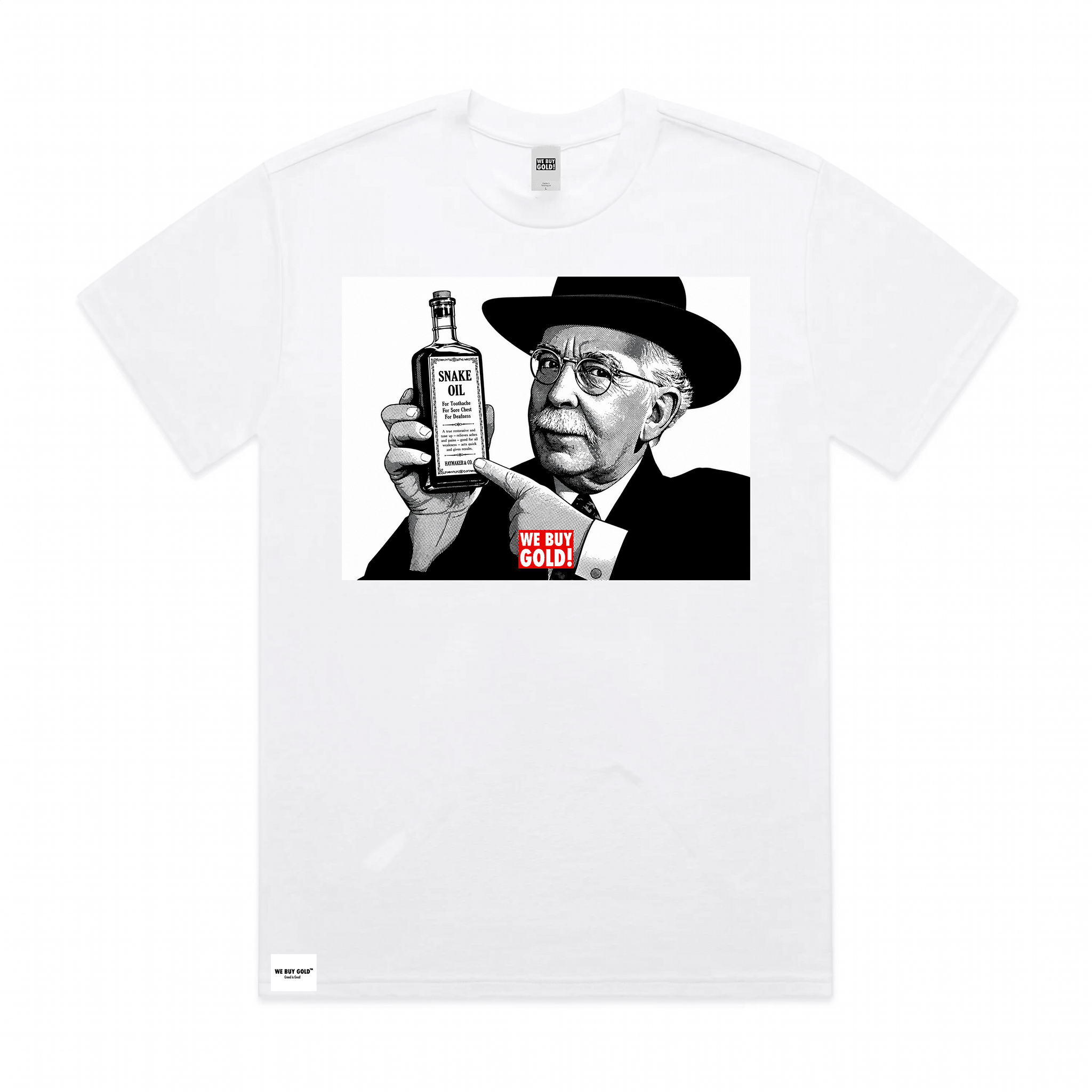 SNAKE OIL SALESMAN PRINTED T - SHIRT - We Buy Gold Brand